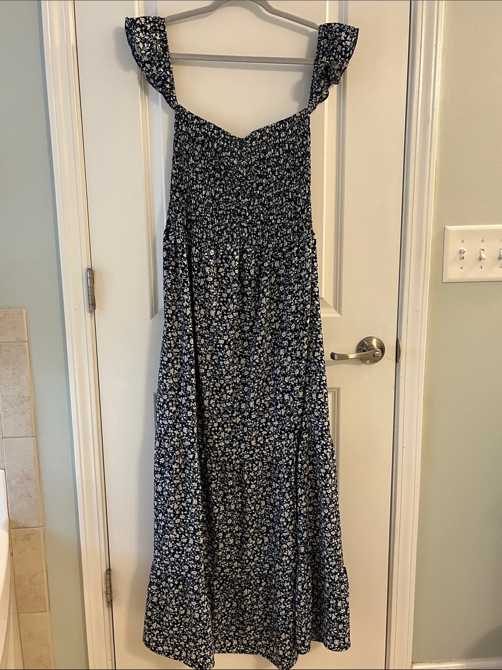 Pink Lily Navy Floral Maxi Dress with White Blossoms